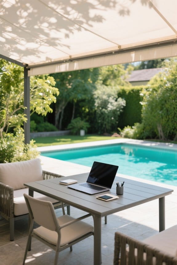 creating shaded outdoor workspace