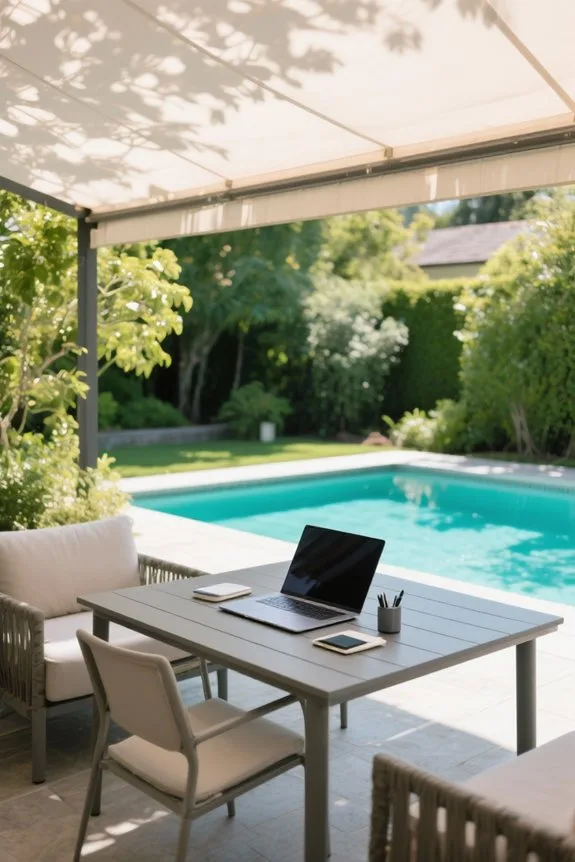creating shaded outdoor workspace