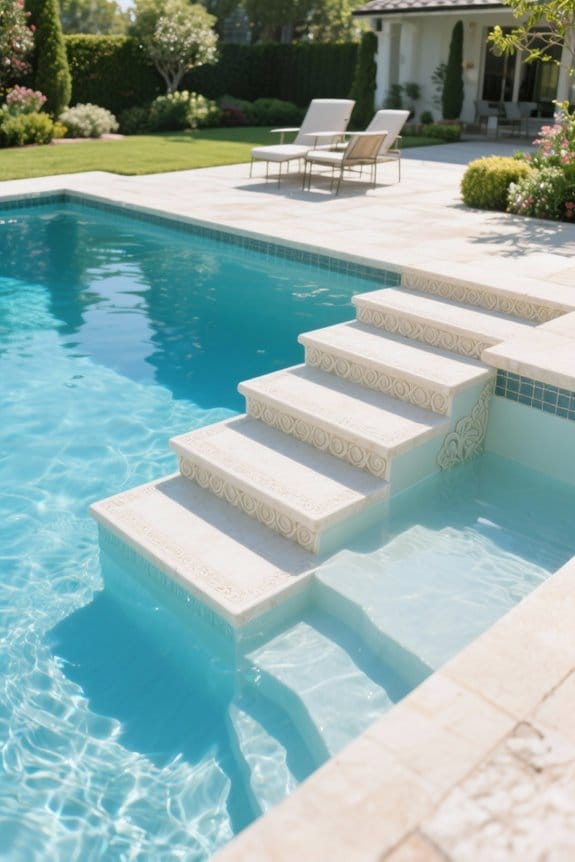 elegant swim ready pool steps