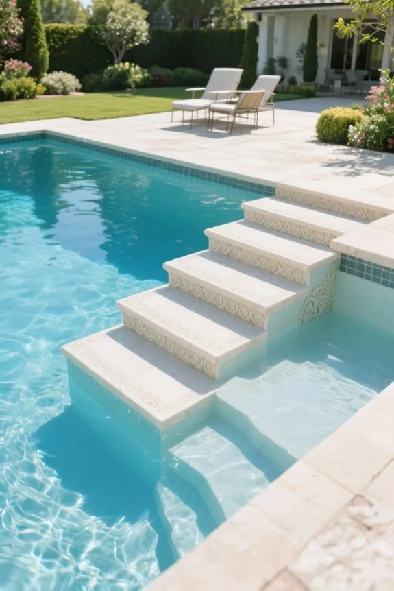 elegant swim ready pool steps