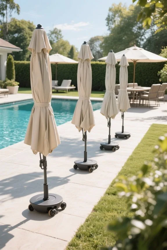 mobile umbrella bases with stability