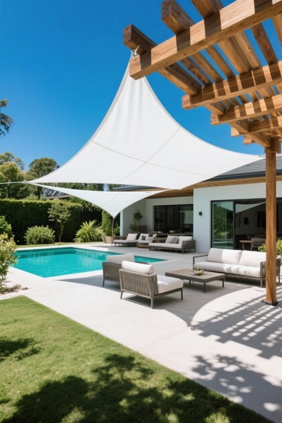 shade sails enhance outdoor structures