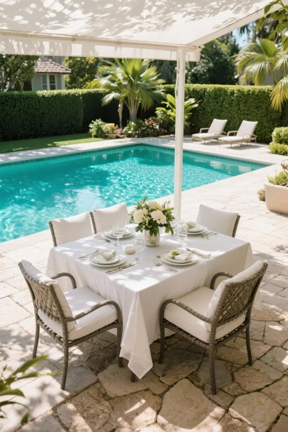 shaded poolside dining experience