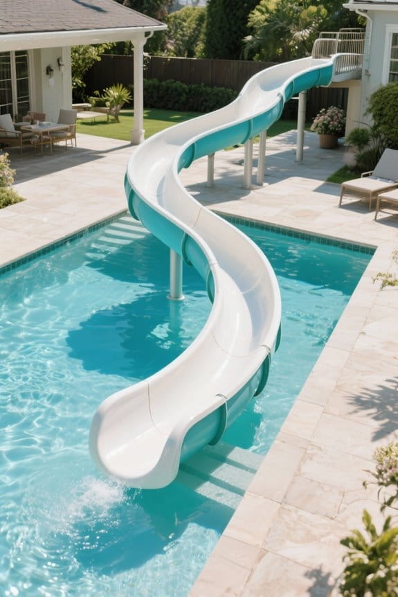 top curved pool slides
