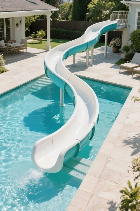 top curved pool slides